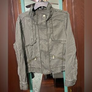 Jones New York Women’s Size L Retro Green Gold Zip up jacket